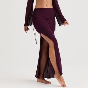 NWT House Of CB Prune Cutout Maxi Skirt size L NWT